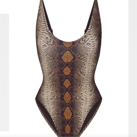 SKIMS Brown and Tan Snake Print One Piece Swimsuit nwt - Picture 1 of 3